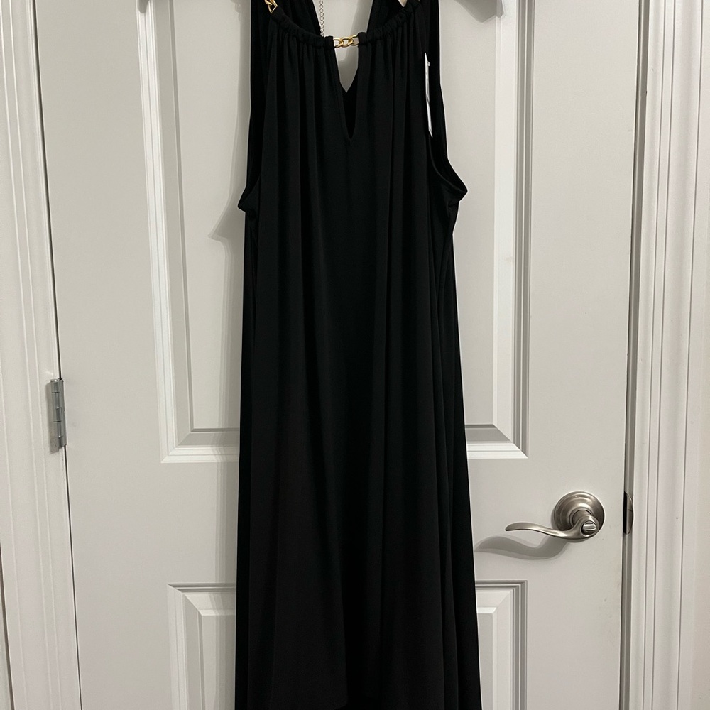 Michael Kors Black Maxi Dress with Gold Accents NWT